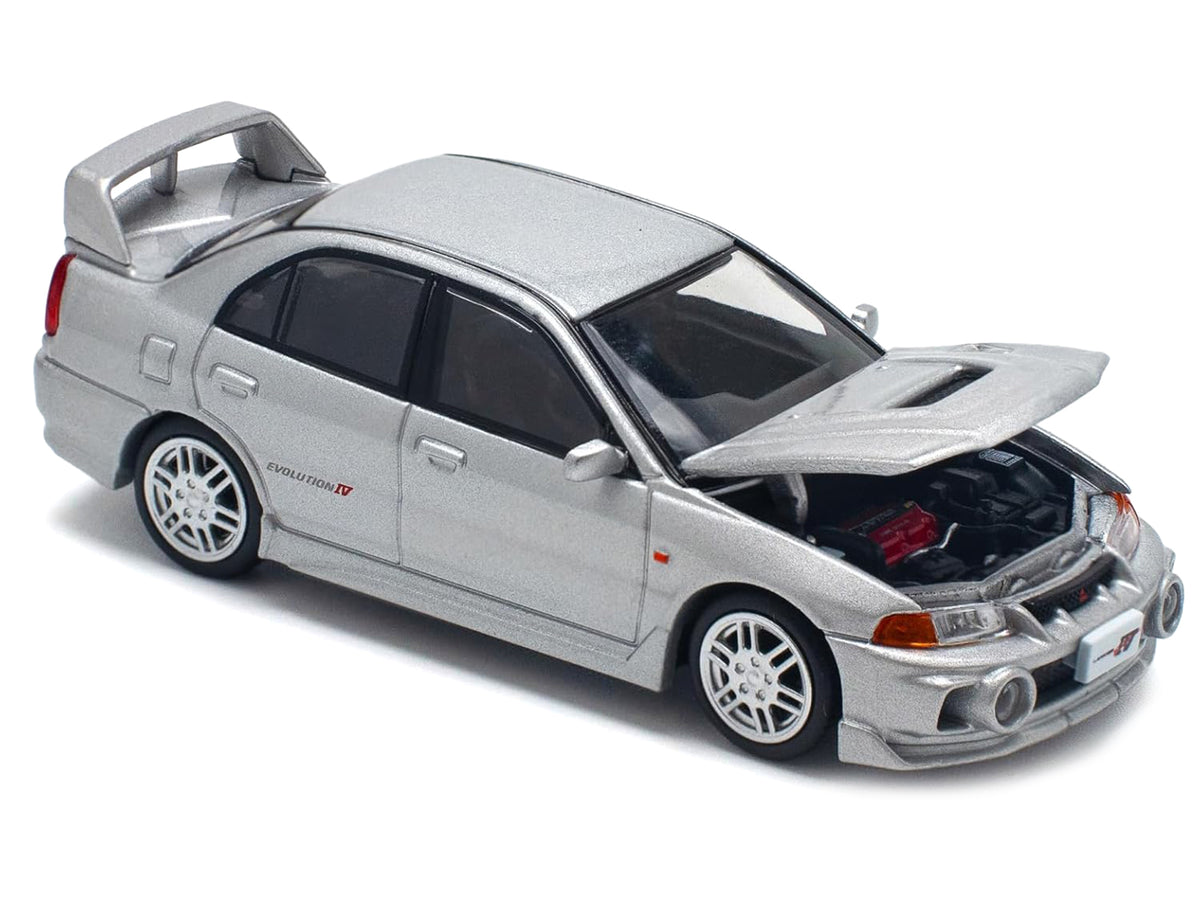 Mitsubishi Lancer Evolution IV RHD (Right Hand Drive) Steel Silver Metallic 1/64 Diecast Model Car