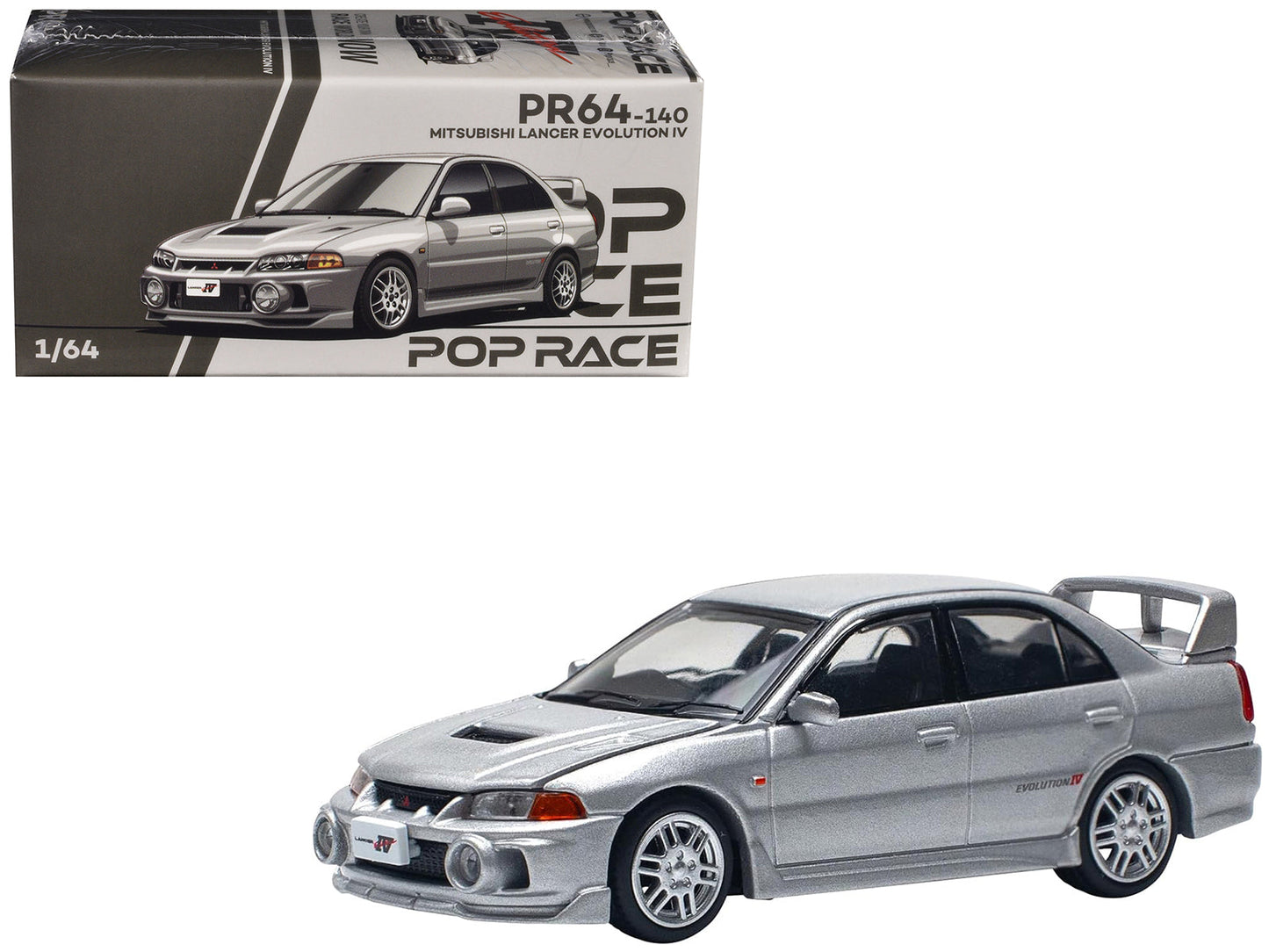Mitsubishi Lancer Evolution IV RHD (Right Hand Drive) Steel Silver Metallic 1/64 Diecast Model Car