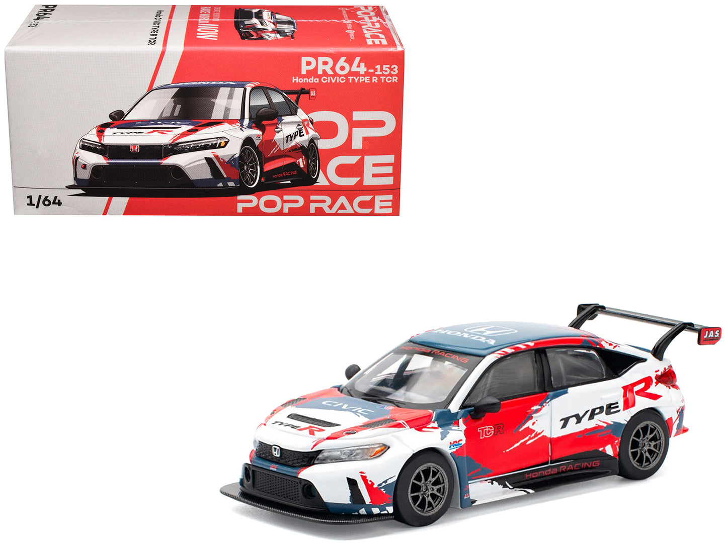 Honda Civic Type R TCR "Presentation" White with Graphics 1/64 Diecast Model Car