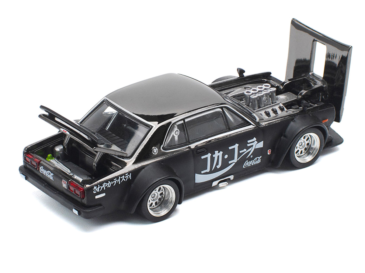 Skyline GT-R V8 Drift "Hakosuka" RHD (Right Hand Drive) "Coca-Cola" Black 1/64 Diecast Model Car