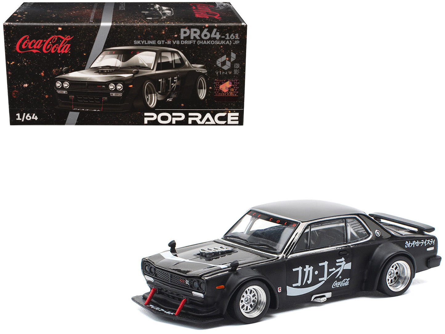 Skyline GT-R V8 Drift "Hakosuka" RHD (Right Hand Drive) "Coca-Cola" Black 1/64 Diecast Model Car