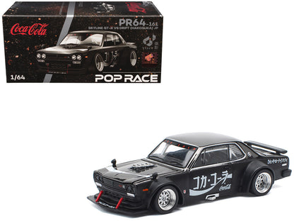 Skyline GT-R V8 Drift "Hakosuka" RHD (Right Hand Drive) "Coca-Cola" Black 1/64 Diecast Model Car