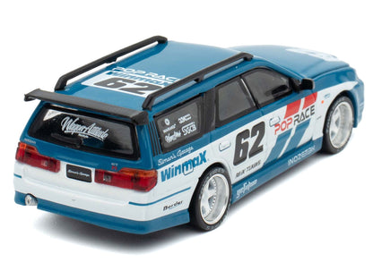 Nissan Stagea RHD (Right Hand Drive) #62 "Simon's Garage" Blue with White Sides 1/64 Diecast Model Car