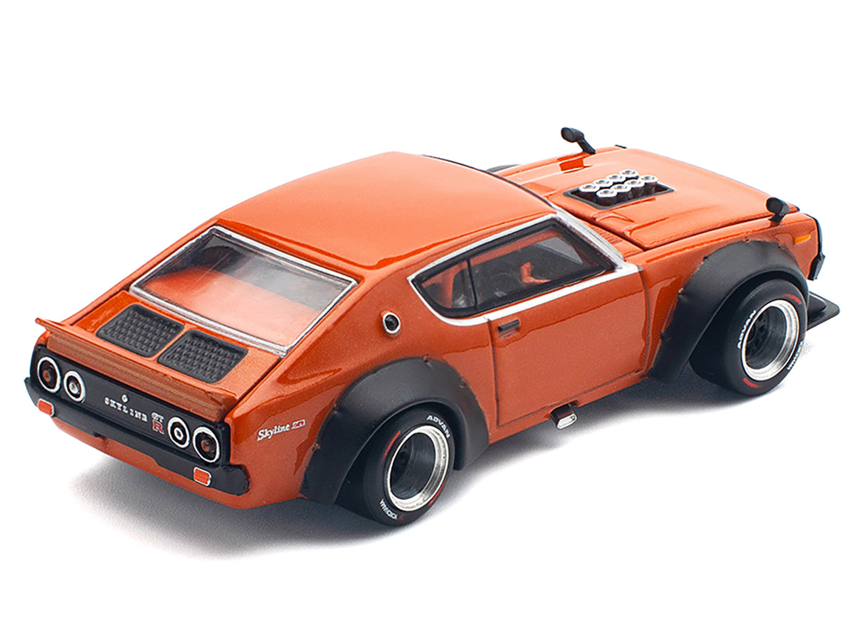 Skyline GT-R V8 Drift "Kenmeri" RHD (Right Hand Drive) Orange Metallic 1/64 Diecast Model Car