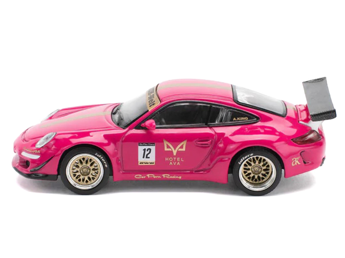 RWB 997 #12 "Hotel Ava" Pink Metallic 1/64 Diecast Model Car