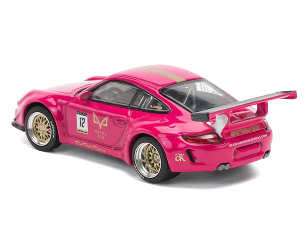 RWB 997 #12 "Hotel Ava" Pink Metallic 1/64 Diecast Model Car
