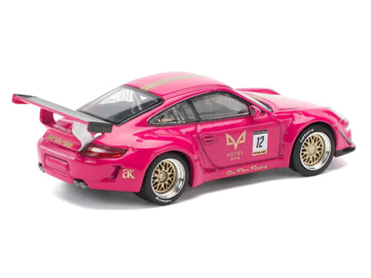 RWB 997 #12 "Hotel Ava" Pink Metallic 1/64 Diecast Model Car