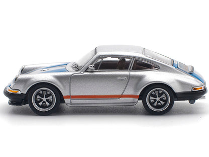Singer 964 Silver Metallic with Blue and Red Stripes 1/64 Diecast Model Car