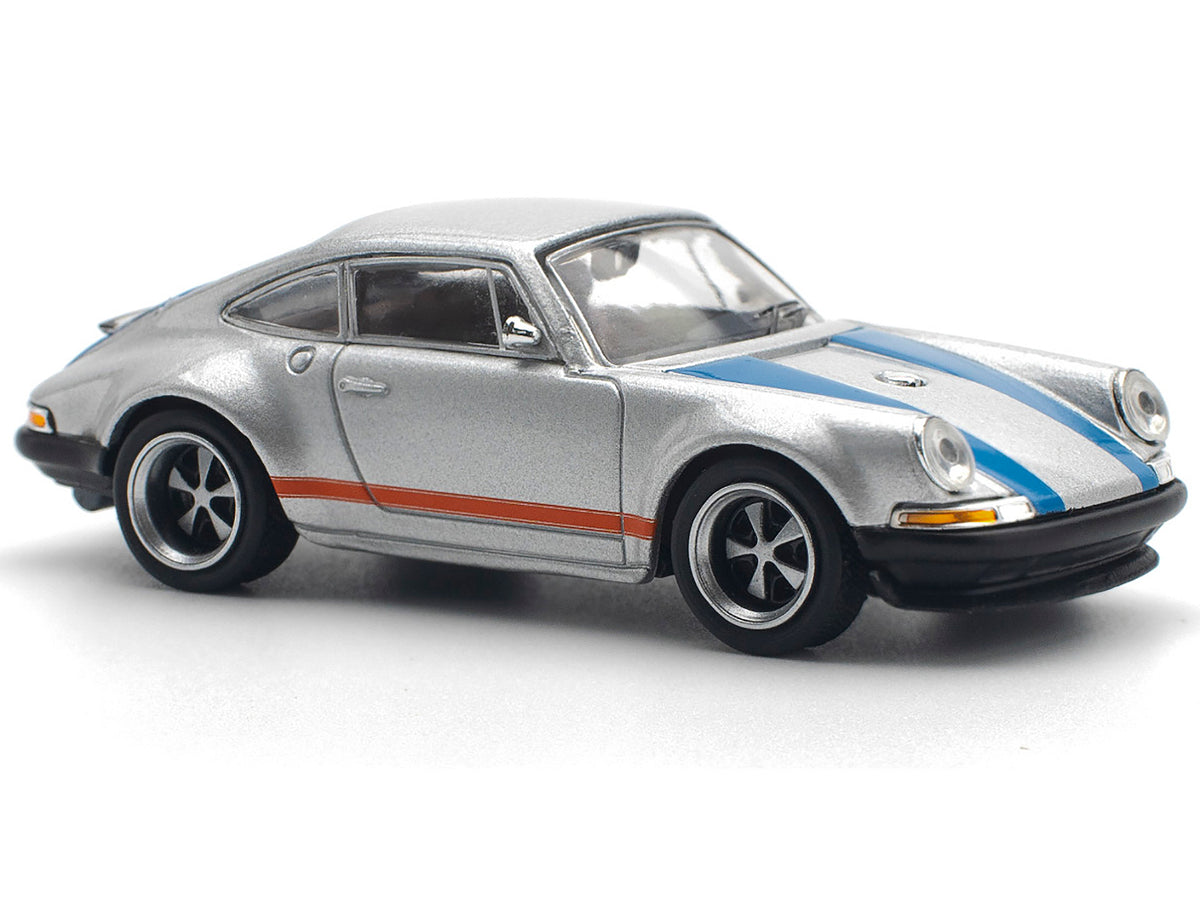 Singer 964 Silver Metallic with Blue and Red Stripes 1/64 Diecast Model Car