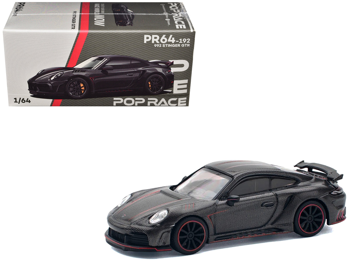 992 Stinger GTR Carbon Edition with Red Accents 1/64 Diecast Model Car