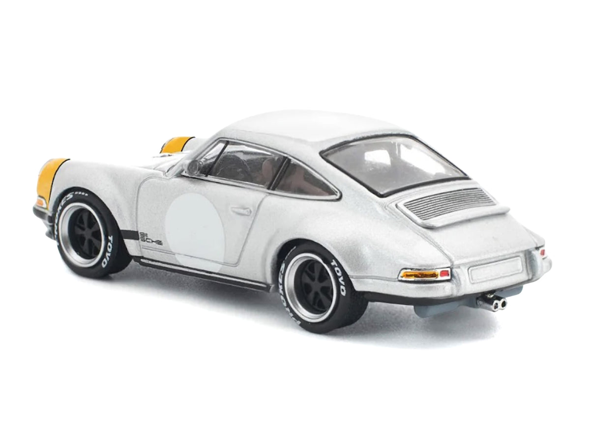 Singer 964 Silver Metallic with Yellow Front 1/64 Diecast Model Car