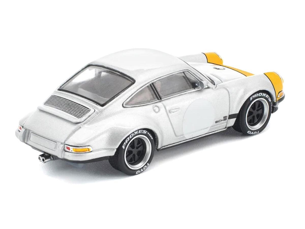 Singer 964 Silver Metallic with Yellow Front 1/64 Diecast Model Car