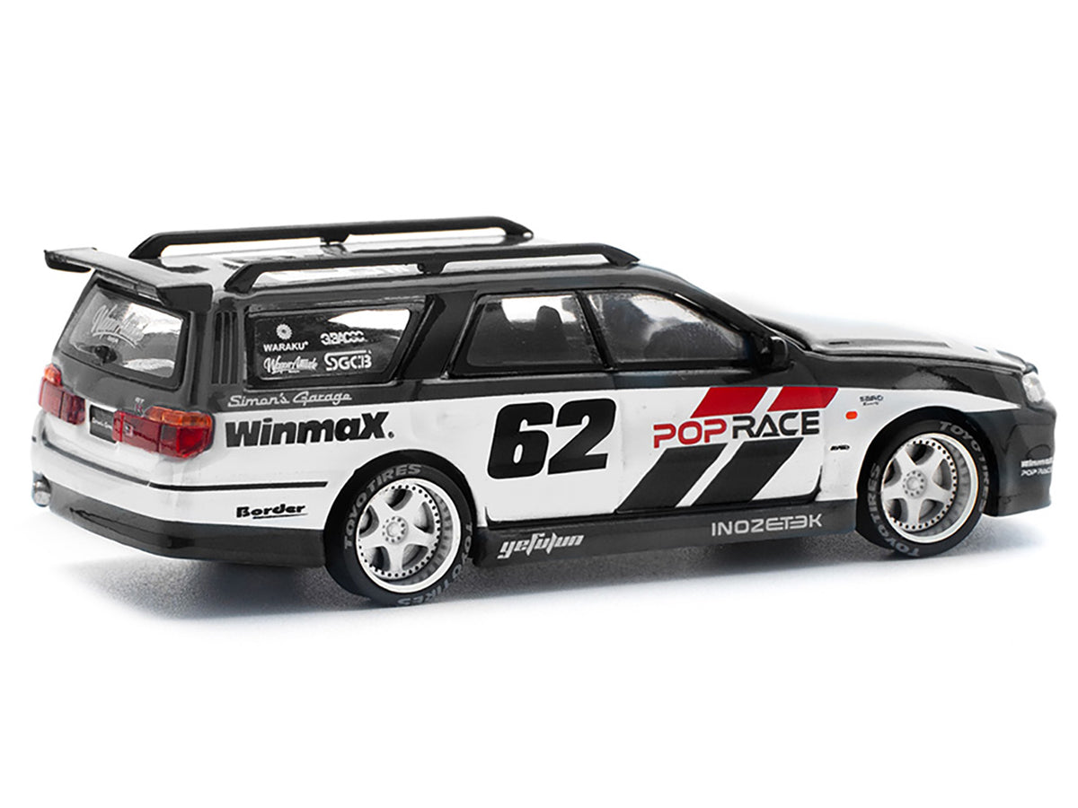 GT-R Stagea RHD (Right Hand Drive) #62 "Simon's Garage" Black with White Sides 1/64 Diecast Model Car