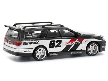 GT-R Stagea RHD (Right Hand Drive) #62 "Simon's Garage" Black with White Sides 1/64 Diecast Model Car