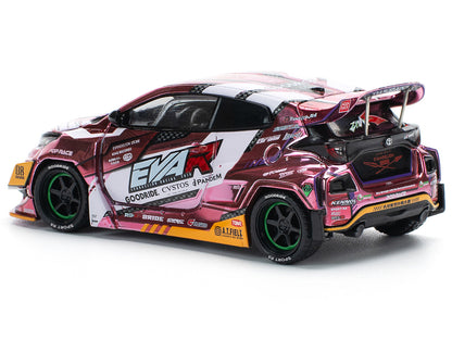 Toyota Goodride GR Yaris RHD (Right Hand Drive) "EVA RT Production Model-08" Pink Metallic with Graphics 1/64 Diecast Model Car