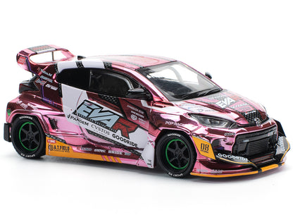 Toyota Goodride GR Yaris RHD (Right Hand Drive) "EVA RT Production Model-08" Pink Metallic with Graphics 1/64 Diecast Model Car