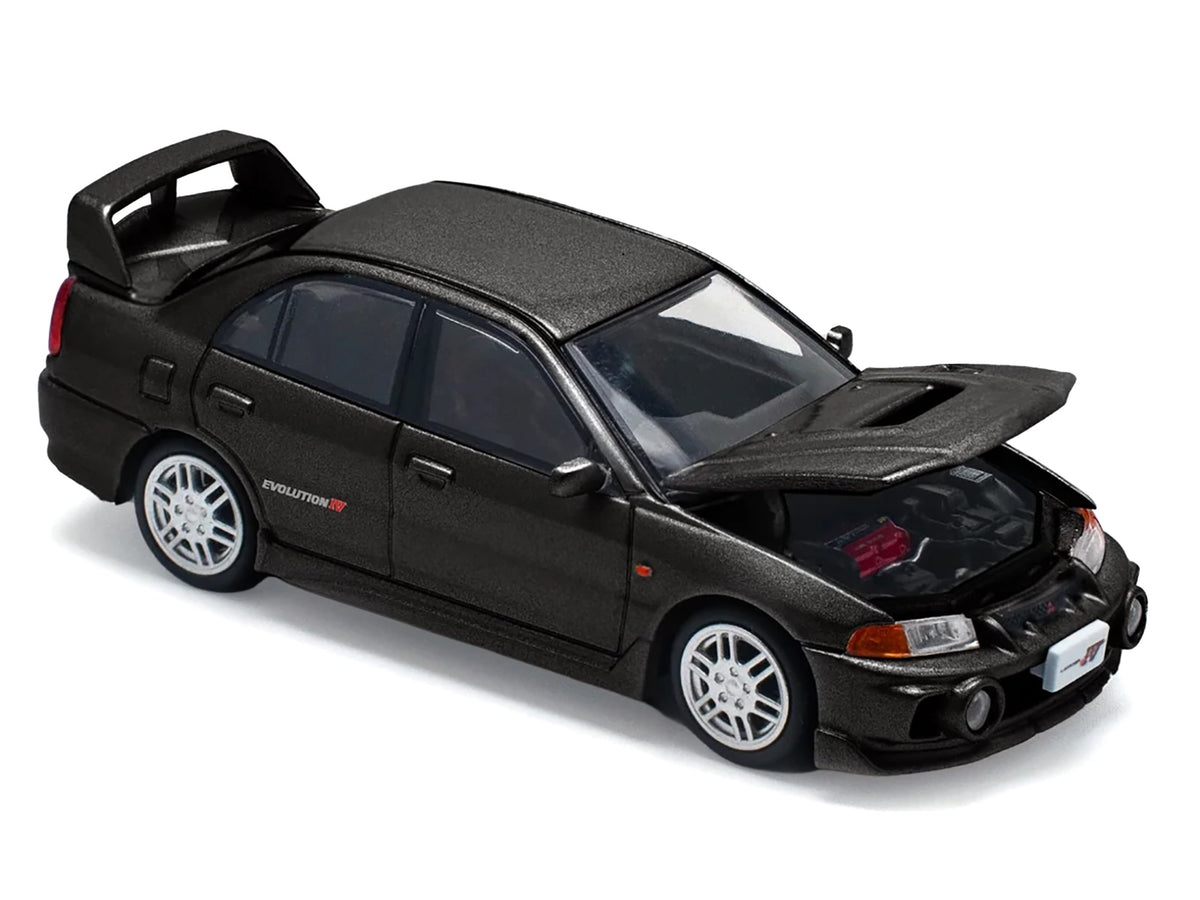 Mitsubishi Lancer Evolution IV RHD (Right Hand Drive) Pyrenees Black Pearl 1/64 Diecast Model Car
