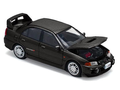 Mitsubishi Lancer Evolution IV RHD (Right Hand Drive) Pyrenees Black Pearl 1/64 Diecast Model Car
