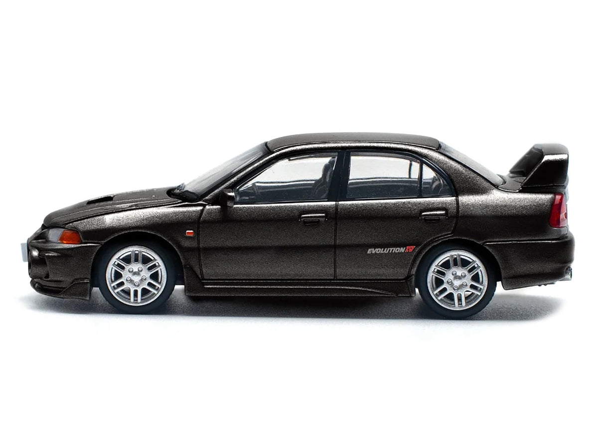 Mitsubishi Lancer Evolution IV RHD (Right Hand Drive) Pyrenees Black Pearl 1/64 Diecast Model Car
