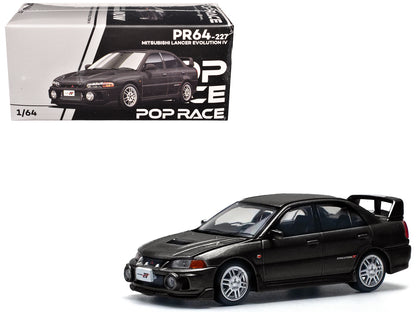 Mitsubishi Lancer Evolution IV RHD (Right Hand Drive) Pyrenees Black Pearl 1/64 Diecast Model Car