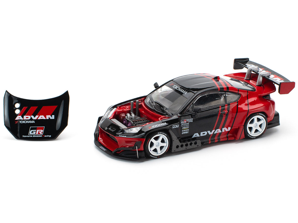Toyota Pandem GR86 "Advan" Black and Red with Graphics 1/64 Diecast Model Car