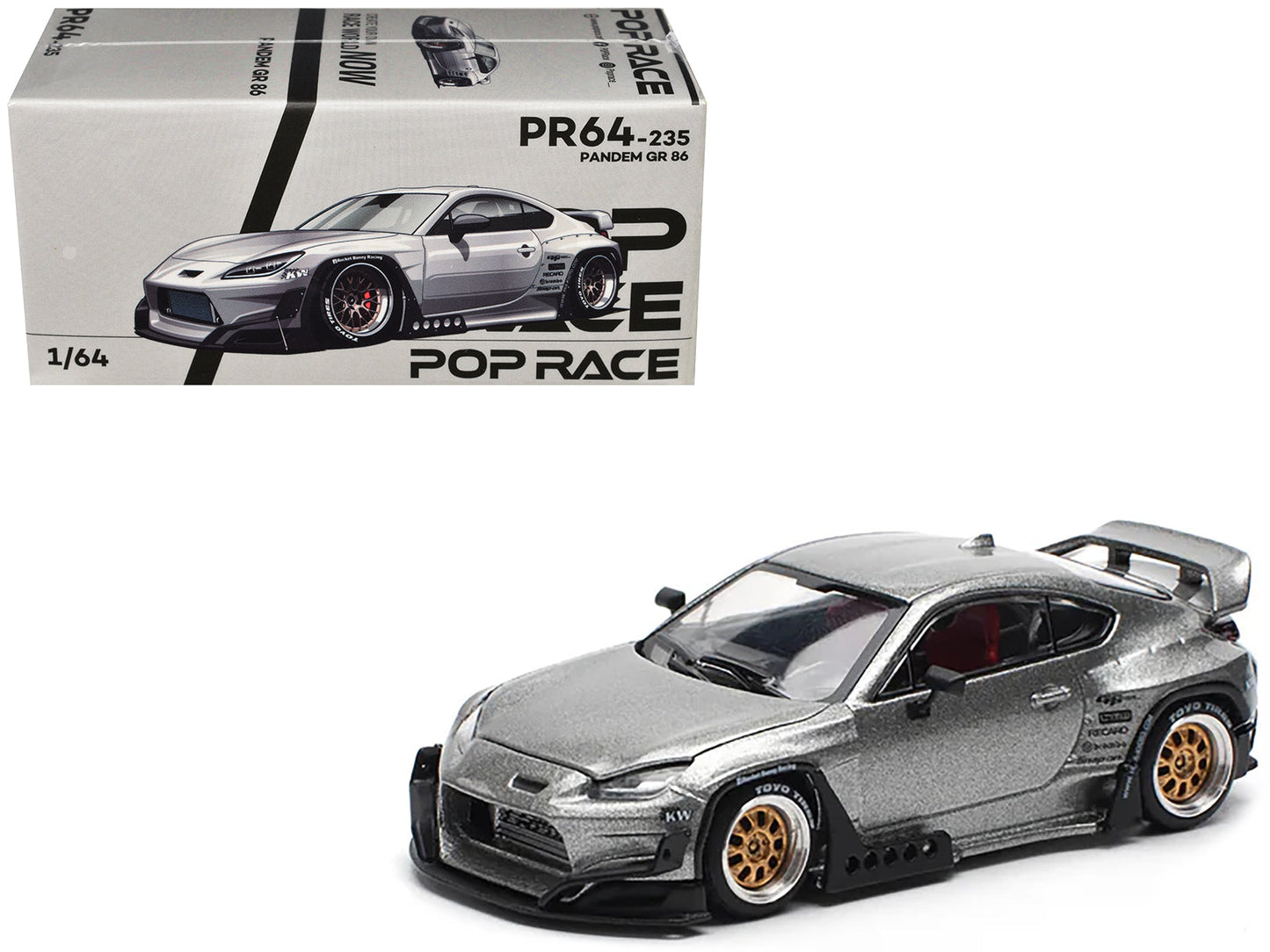 Toyota Pandem GR86 Silver Metallic 1/64 Diecast Model Car