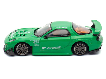 Mazda RX7 "RE Amemiya" Widebody RHD (Right Hand Drive) Green 1/64 Diecast Model Car