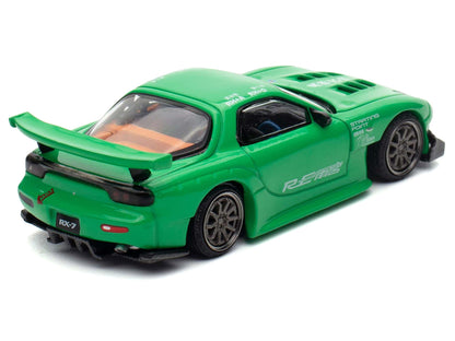 Mazda RX7 "RE Amemiya" Widebody RHD (Right Hand Drive) Green 1/64 Diecast Model Car