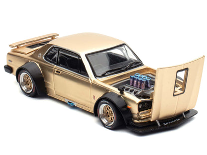 Skyline GT-R V8 Drift "Hakosuka" RHD (Right Hand Drive) Gold Metallic 1/64 Diecast Model Car