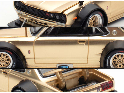 Skyline GT-R V8 Drift "Hakosuka" RHD (Right Hand Drive) Gold Metallic 1/64 Diecast Model Car