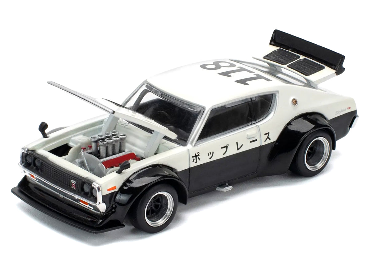 Skyline KPGC110 "Kenmeri" RHD (Right Hand Drive) "Japan National Police Agency Livery" Black and White 1/64 Diecast Model Car
