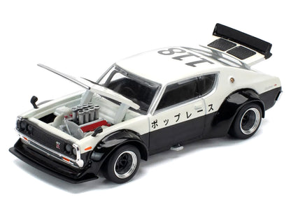Skyline KPGC110 "Kenmeri" RHD (Right Hand Drive) "Japan National Police Agency Livery" Black and White 1/64 Diecast Model Car