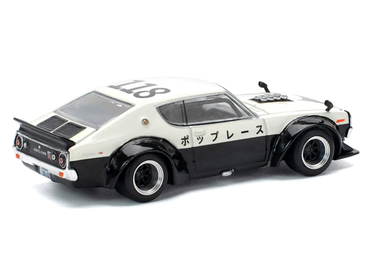 Skyline KPGC110 "Kenmeri" RHD (Right Hand Drive) "Japan National Police Agency Livery" Black and White 1/64 Diecast Model Car