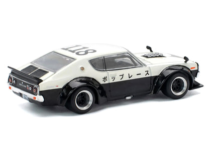 Skyline KPGC110 "Kenmeri" RHD (Right Hand Drive) "Japan National Police Agency Livery" Black and White 1/64 Diecast Model Car