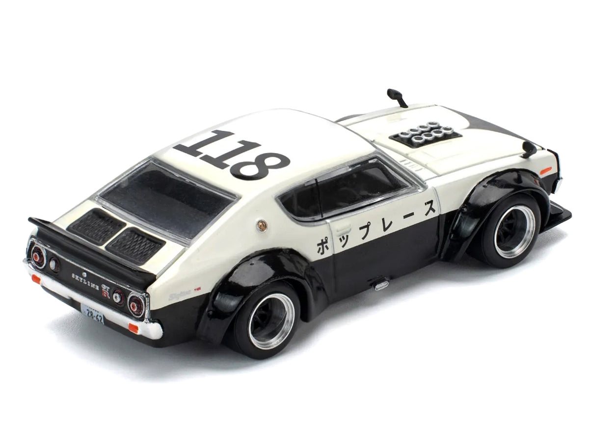 Skyline KPGC110 "Kenmeri" RHD (Right Hand Drive) "Japan National Police Agency Livery" Black and White 1/64 Diecast Model Car