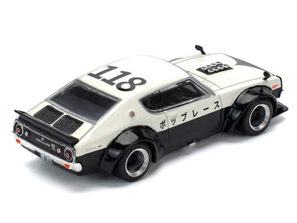 Skyline KPGC110 "Kenmeri" RHD (Right Hand Drive) "Japan National Police Agency Livery" Black and White 1/64 Diecast Model Car