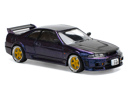 Skyline GT-R (R33) RHD (Right Hand Drive) Midnight Purple Metallic with Carbon Hood 1/64 Diecast Model Car