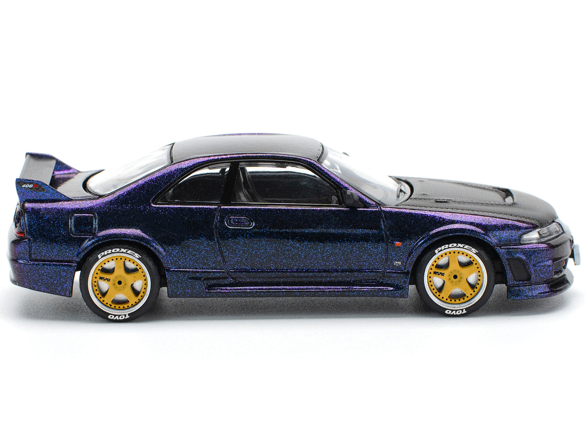 Skyline GT-R (R33) RHD (Right Hand Drive) Midnight Purple Metallic with Carbon Hood 1/64 Diecast Model Car