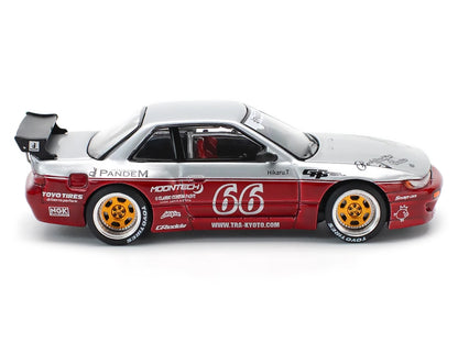 Nissan Pandem S13 RHD (Right Hand Drive) #66 "Moontech" Silver and Red Metallic 1/64 Diecast Model Car