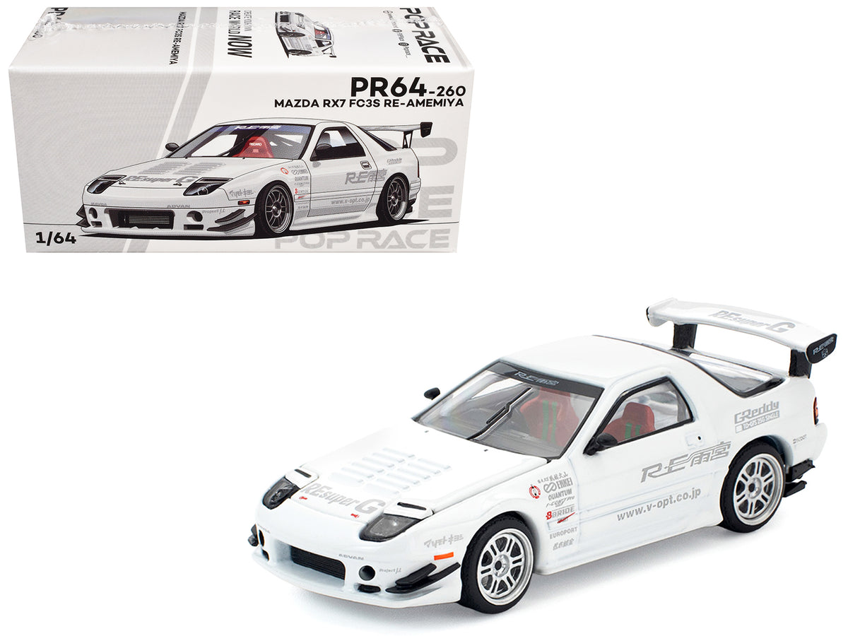 Mazda RX7 (FC3S) RE Amemiya RHD (Right Hand Drive) White 1/64 Diecast Model Car