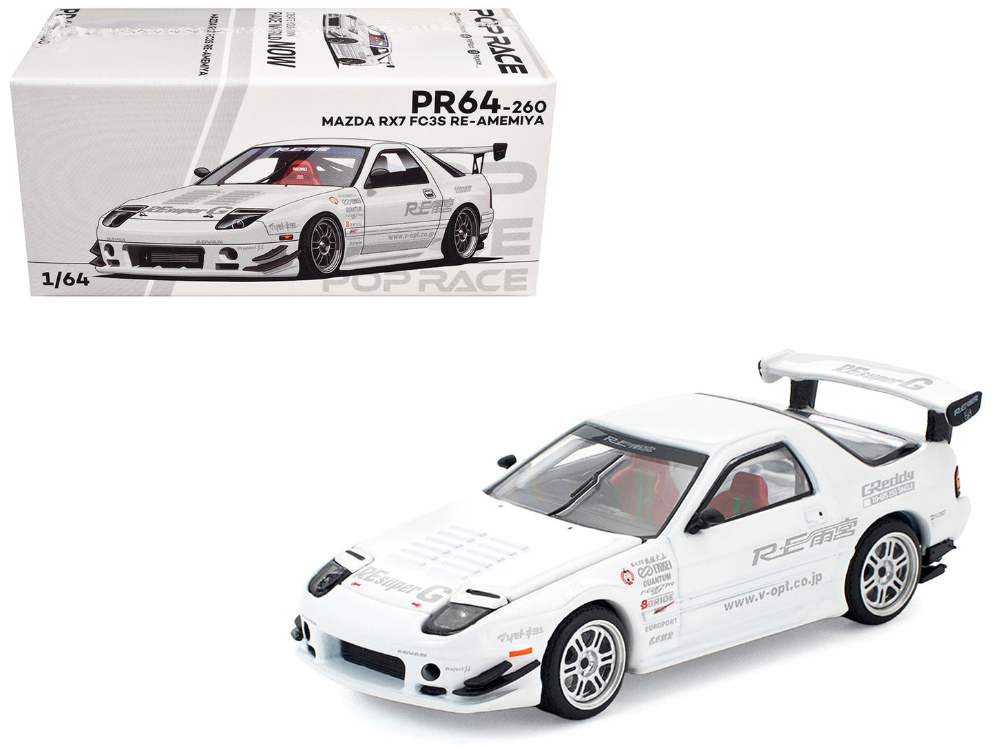 Mazda RX7 (FC3S) RE Amemiya RHD (Right Hand Drive) White 1/64 Diecast Model Car