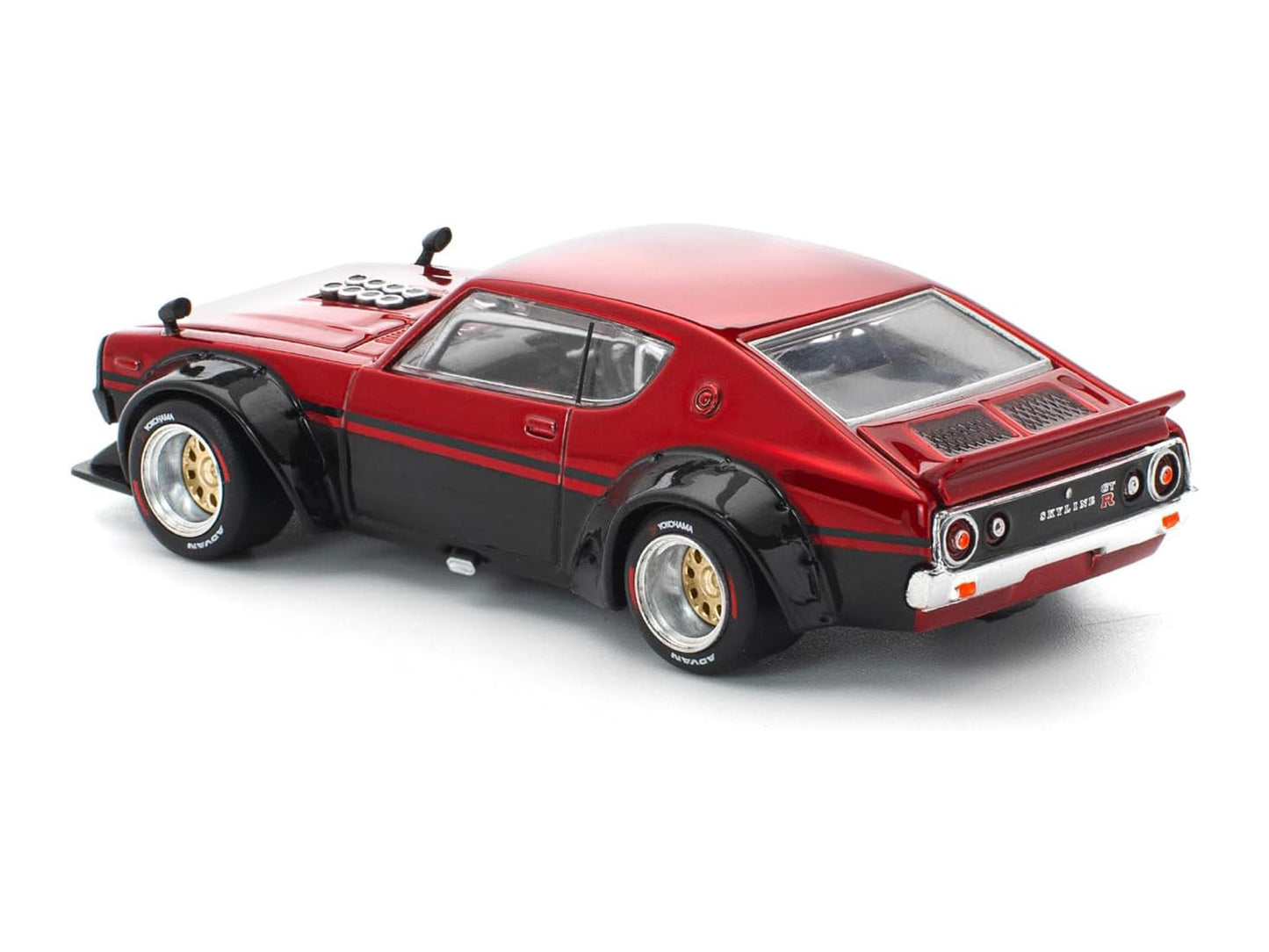 Skyline KPGC110 "Kenmeri" RHD (Right Hand Drive) Red Metallic and Black 1/64 Diecast Model Car