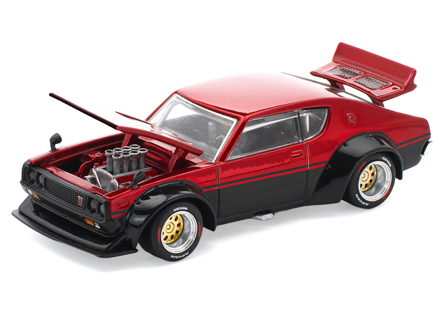 Skyline KPGC110 "Kenmeri" RHD (Right Hand Drive) Red Metallic and Black 1/64 Diecast Model Car