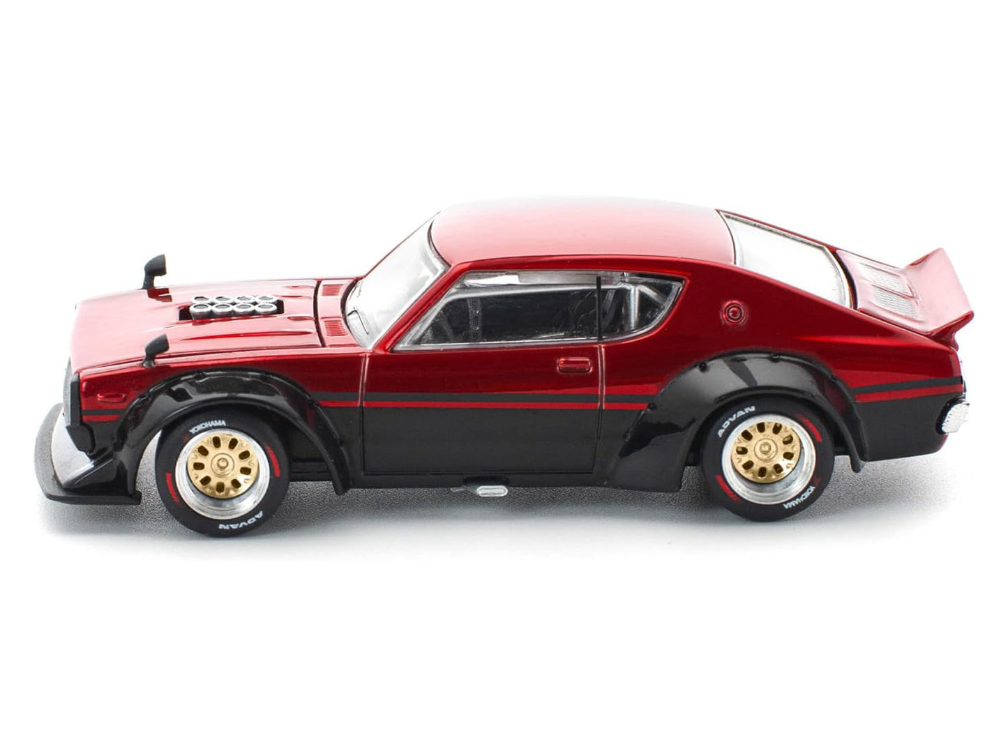 Skyline KPGC110 "Kenmeri" RHD (Right Hand Drive) Red Metallic and Black 1/64 Diecast Model Car