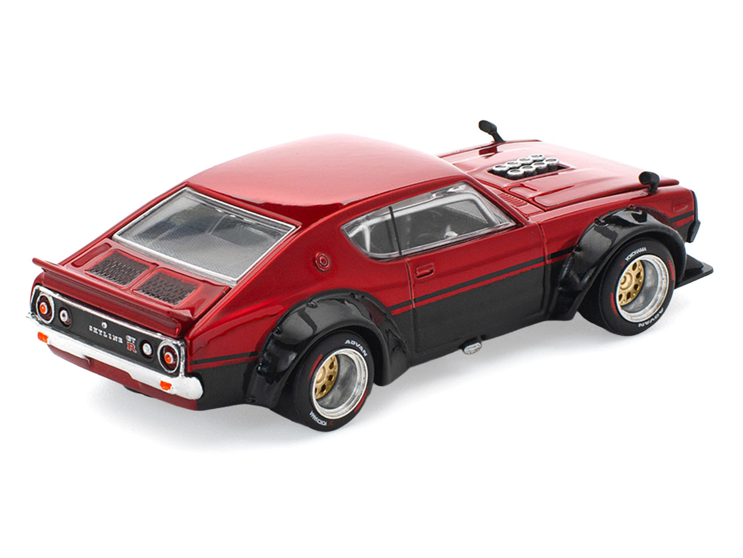 Skyline KPGC110 "Kenmeri" RHD (Right Hand Drive) Red Metallic and Black 1/64 Diecast Model Car