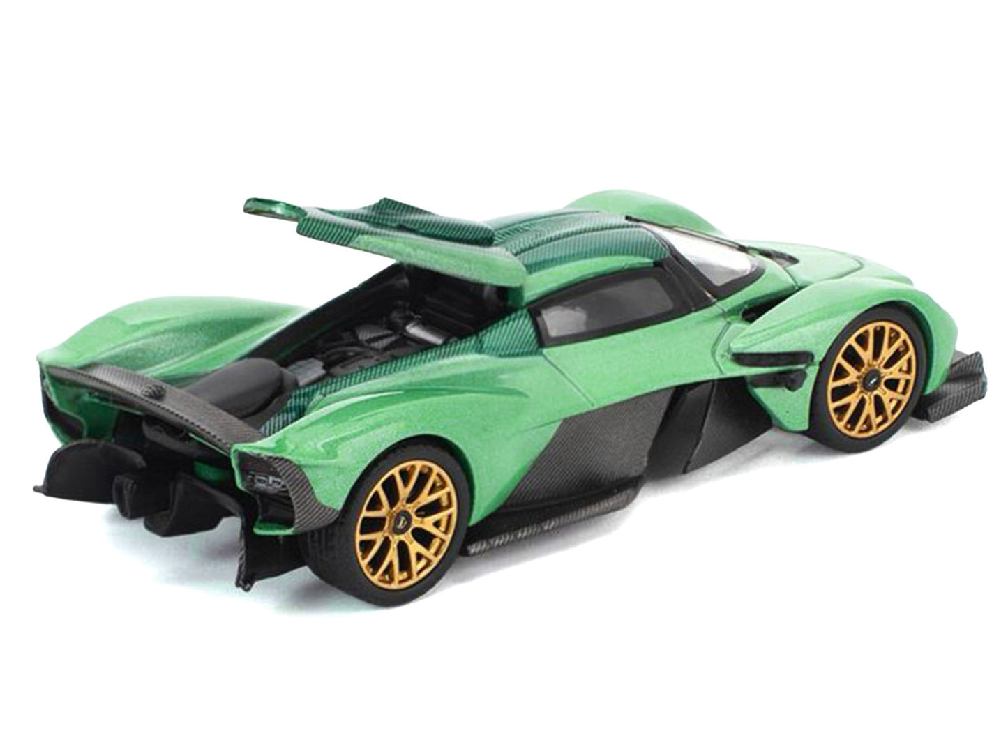 Aston Martin Valkyrie Iridescent Emerald Metallic with Green Carbon Top 1/64 Diecast Model Car