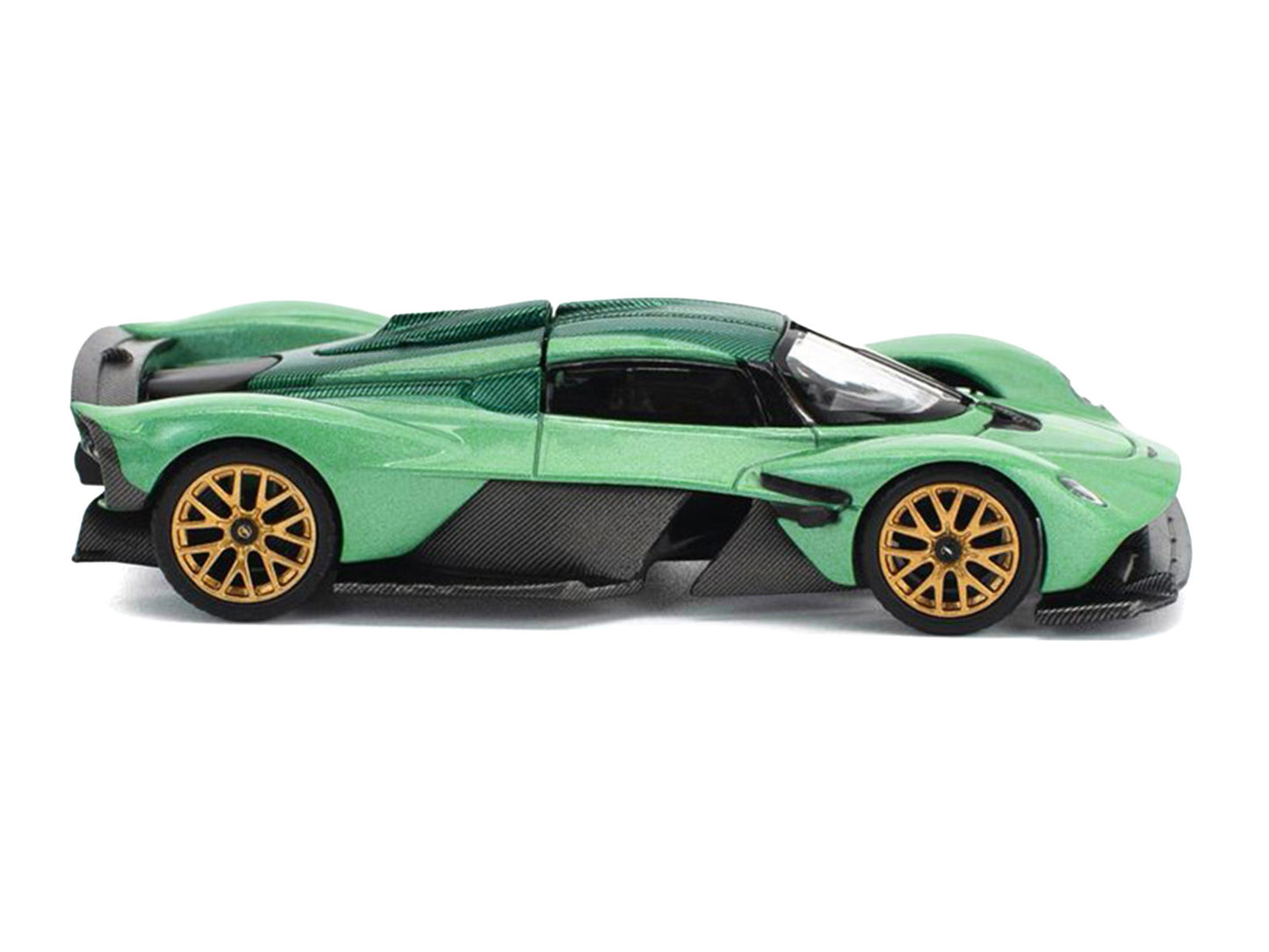 Aston Martin Valkyrie Iridescent Emerald Metallic with Green Carbon Top 1/64 Diecast Model Car