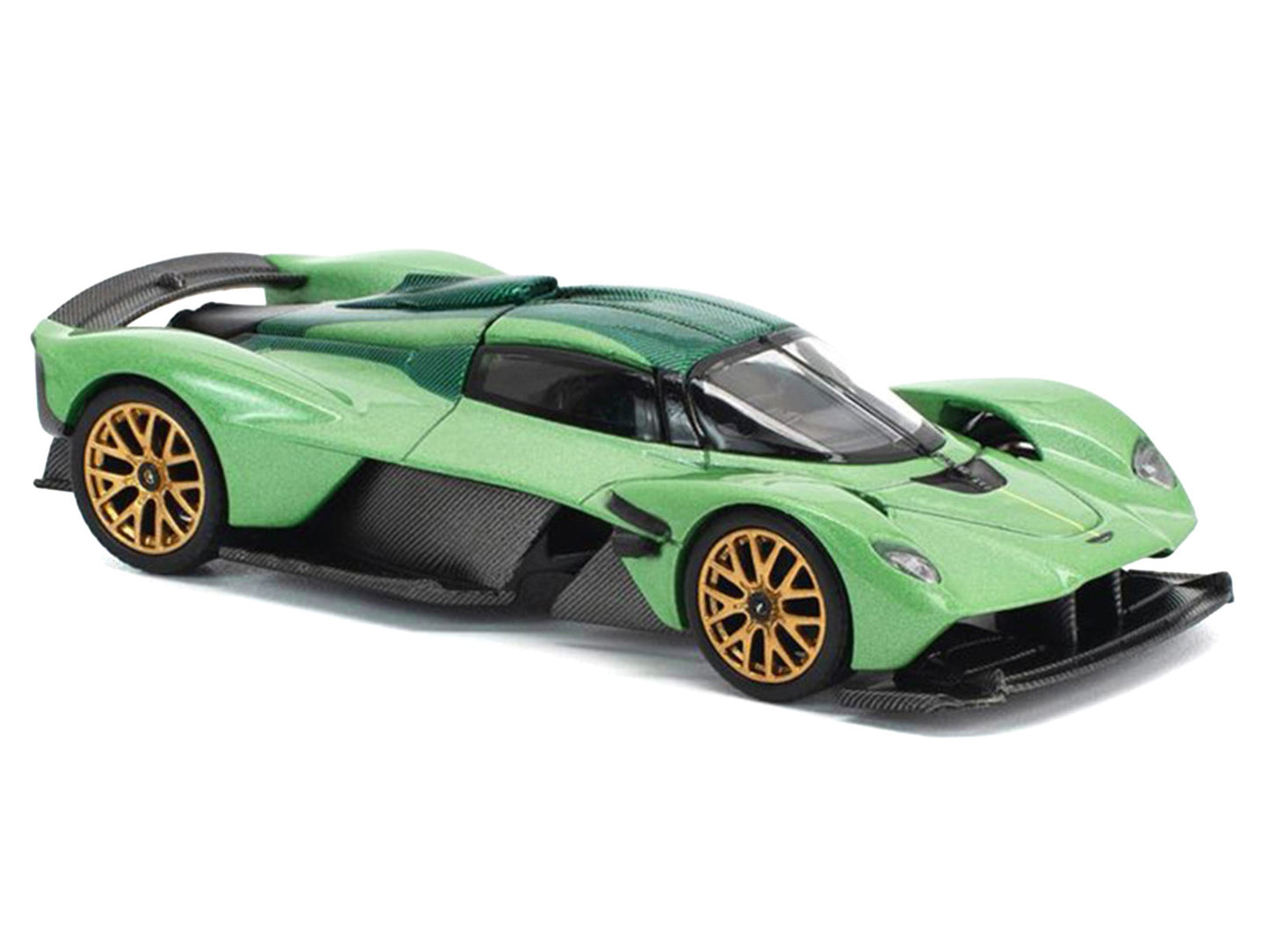 Aston Martin Valkyrie Iridescent Emerald Metallic with Green Carbon Top 1/64 Diecast Model Car