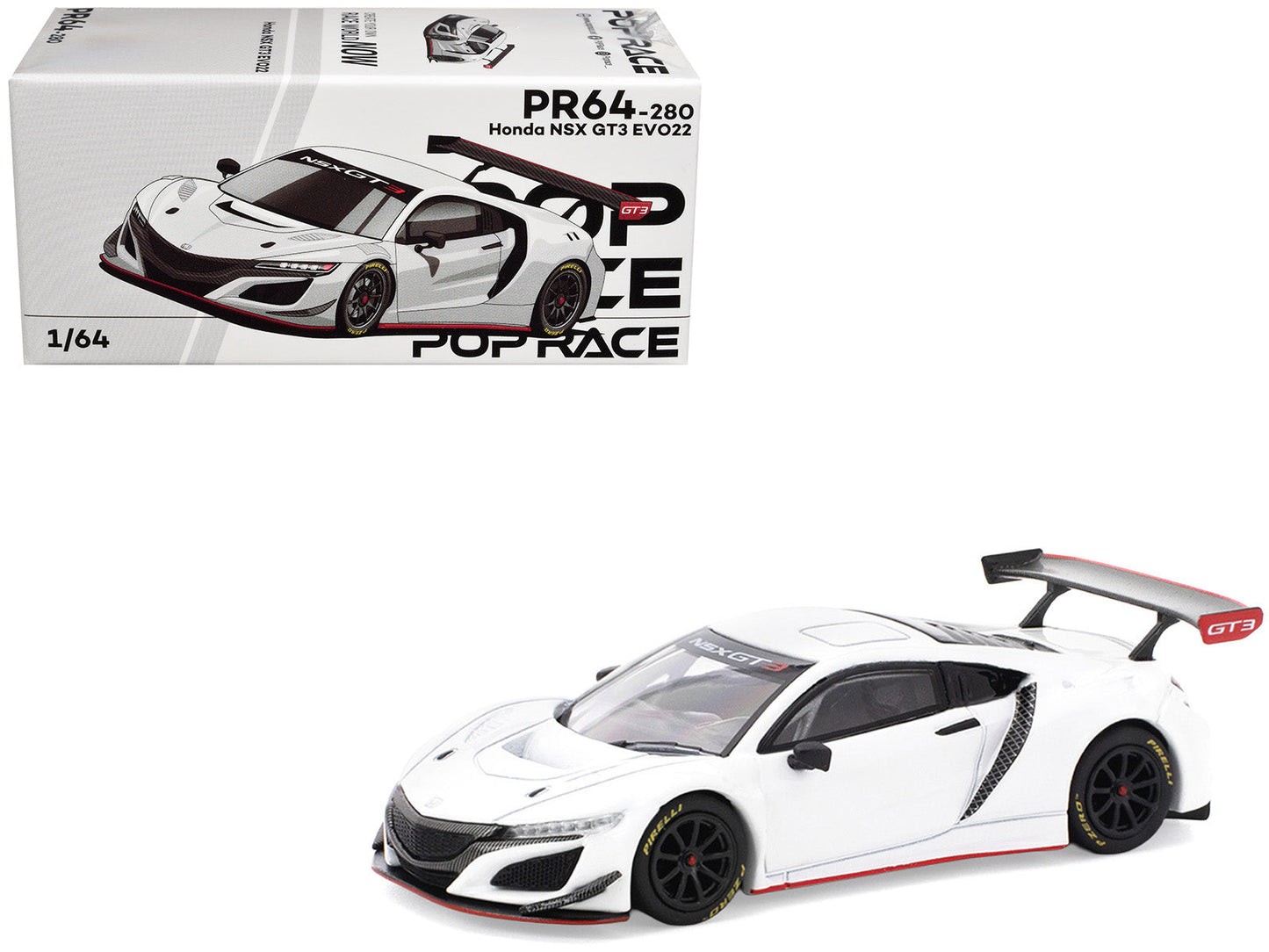 Honda NSX GT3 EVO22 White 1/64 Diecast Model Car