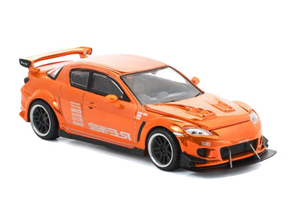 Mazda RX8 RE-Amemiya Widebody RHD (Right Hand Drive) Orange Chrome 1/64 Diecast Model Car